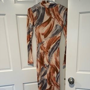 Midlength long sleeve multicolor, turtleneck dress size S